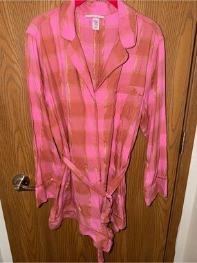 Victoria's Secret Pink & Gold Plaid Romper Size L